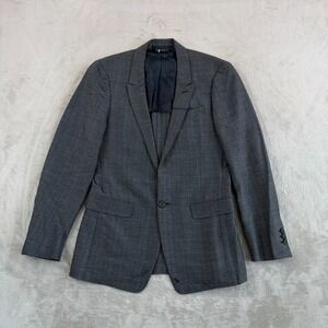 Prada Milano Blazer Jacket Sport Coat Men 36R Grey Black Geo Wool Blend Italy